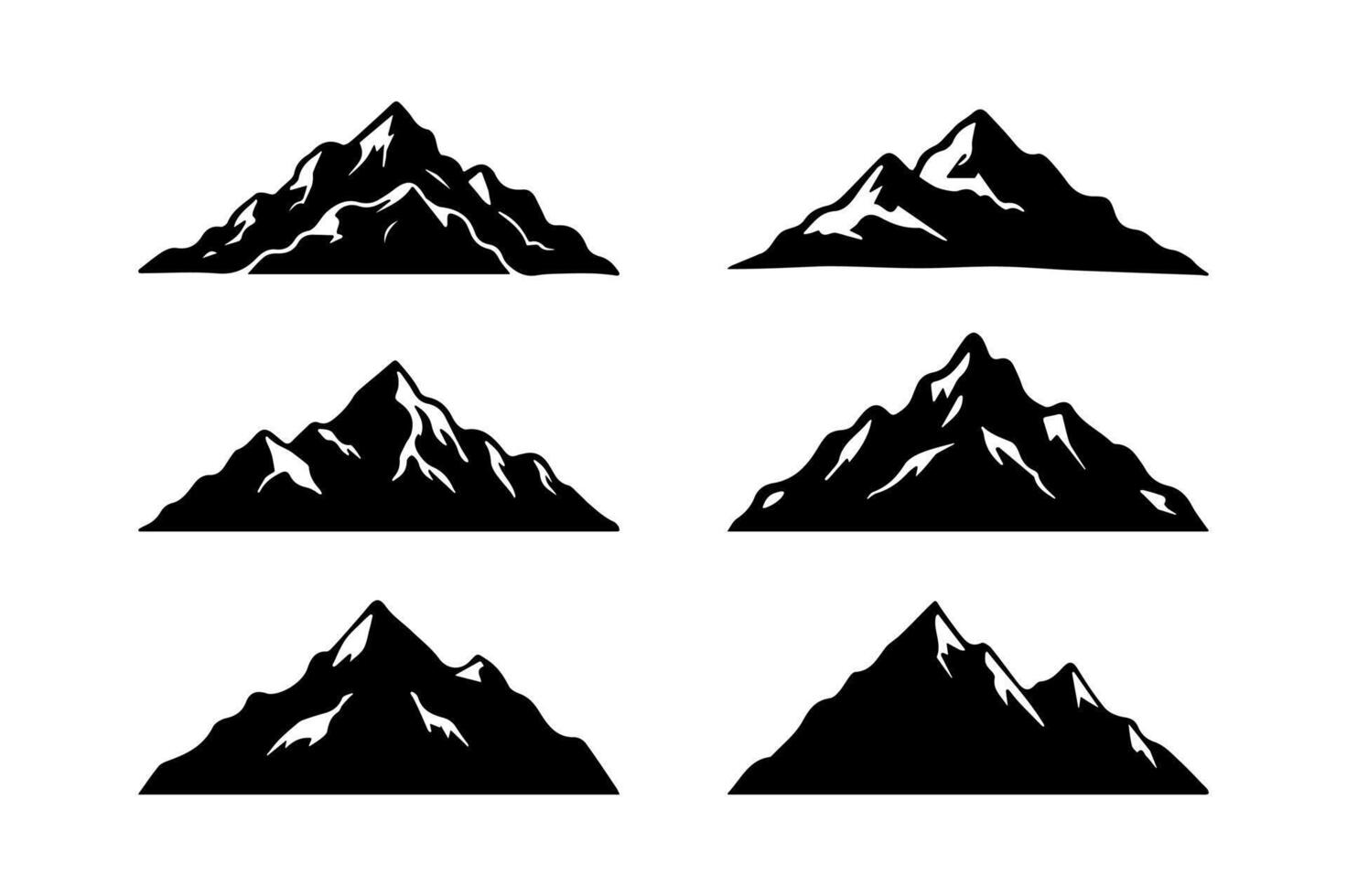 Collection of mountain silhouette icon set. vector