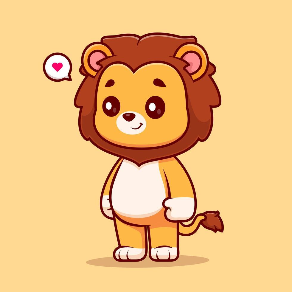 Cute Lion Standing Cartoon vector