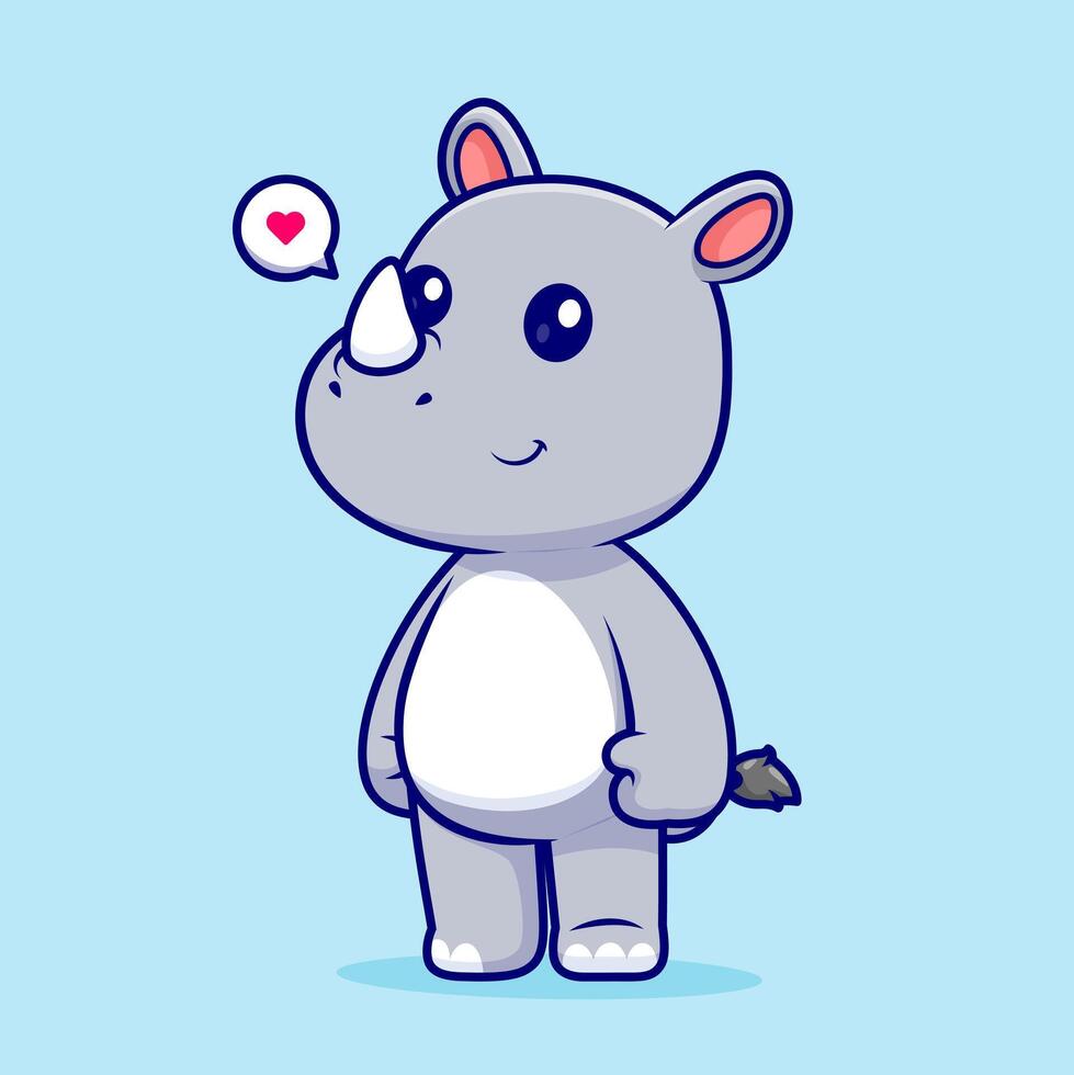 Cute Rhino Standing Cartoon vector
