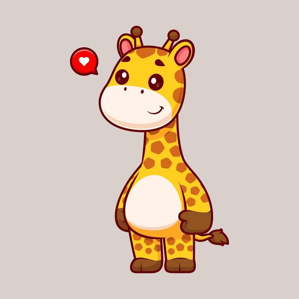Cute Giraffe Standing Cartoon vector