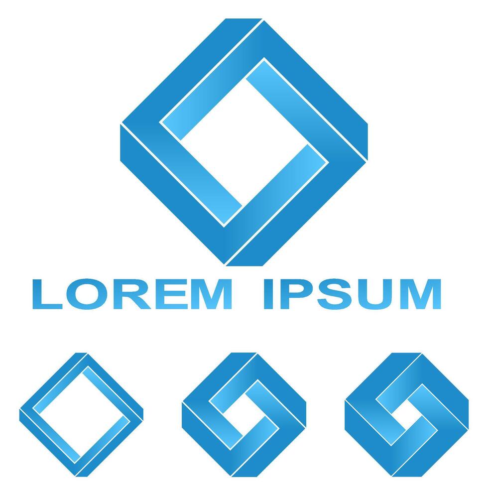Blue Penrose rectangle company symbol design set vector