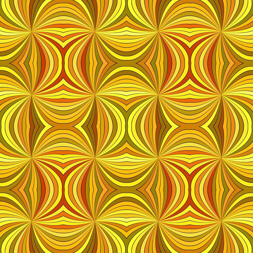 Orange seamless hypnotic abstract curved ray stripe pattern background - graphic design vector