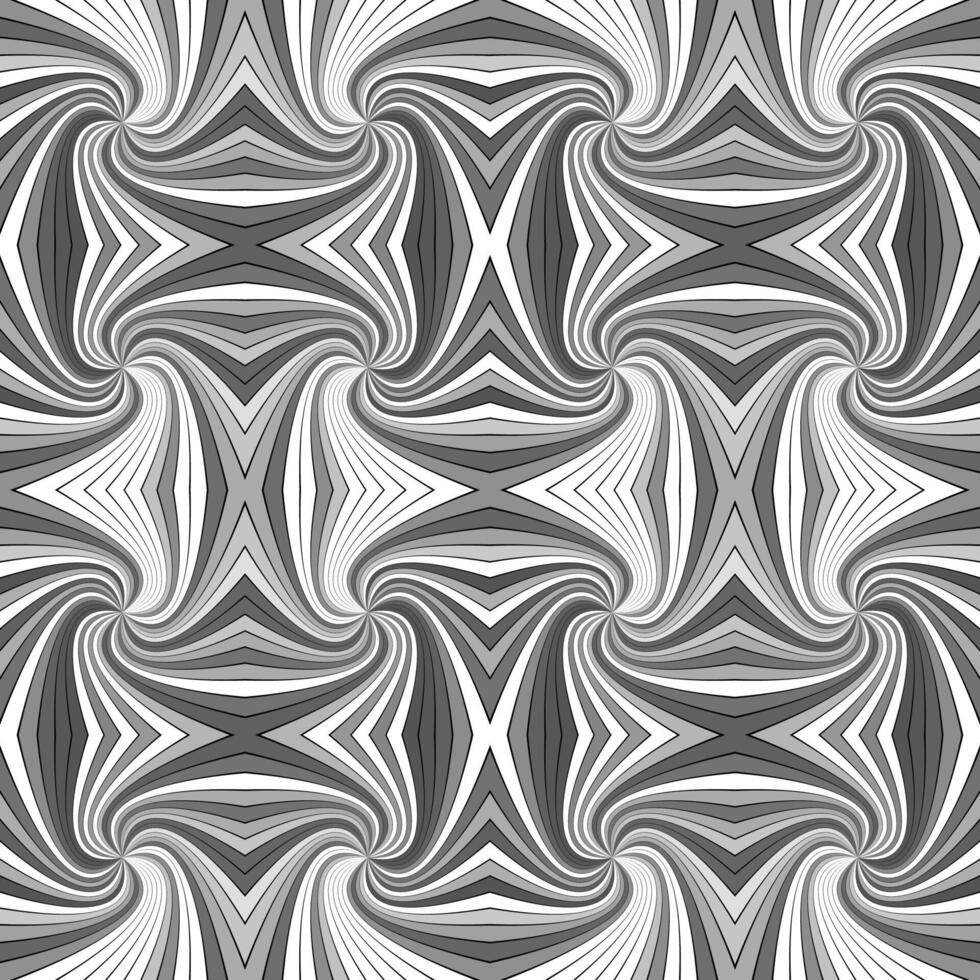 Grey psychedelic abstract seamless striped vortex pattern background design from curved rays vector