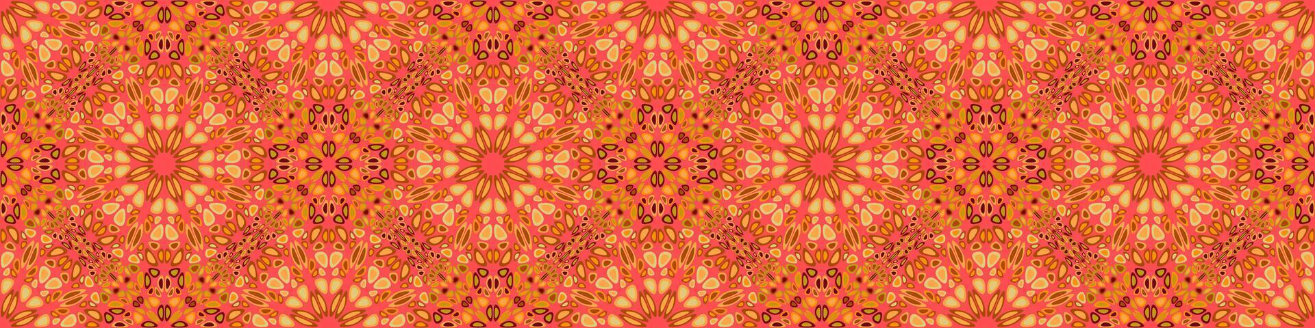 Wide abstract bohemian mandala pattern background - spiritual floral seamless graphic design vector
