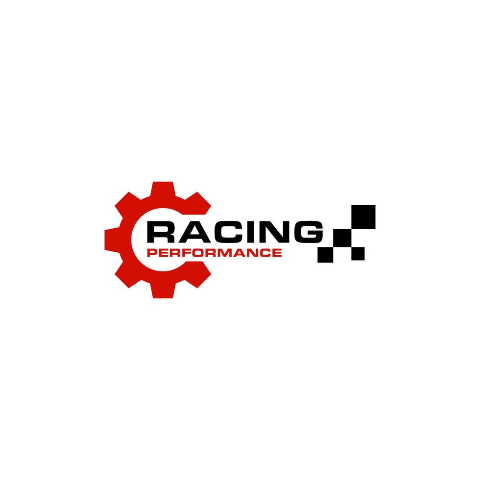 Cog Wheel Gear With Race Flag For Racing logo design vector