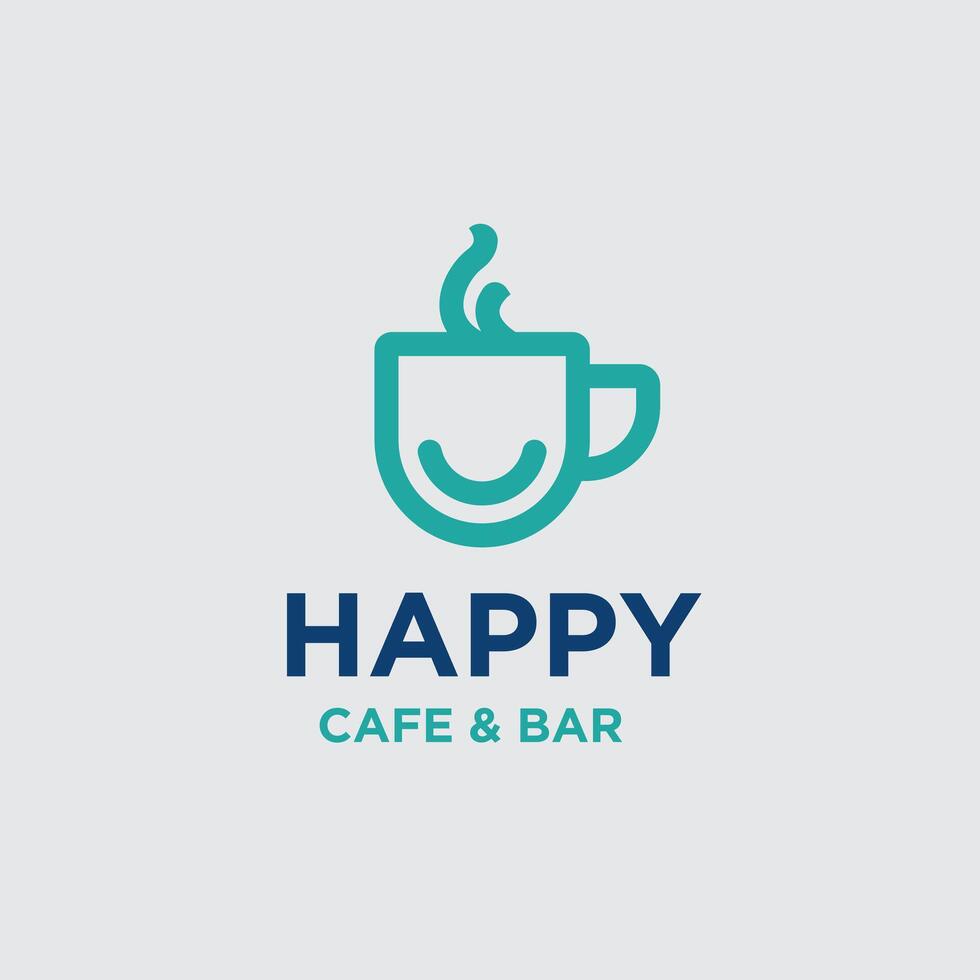 coffee cup with smile icon for happy cafe logo design creative vector