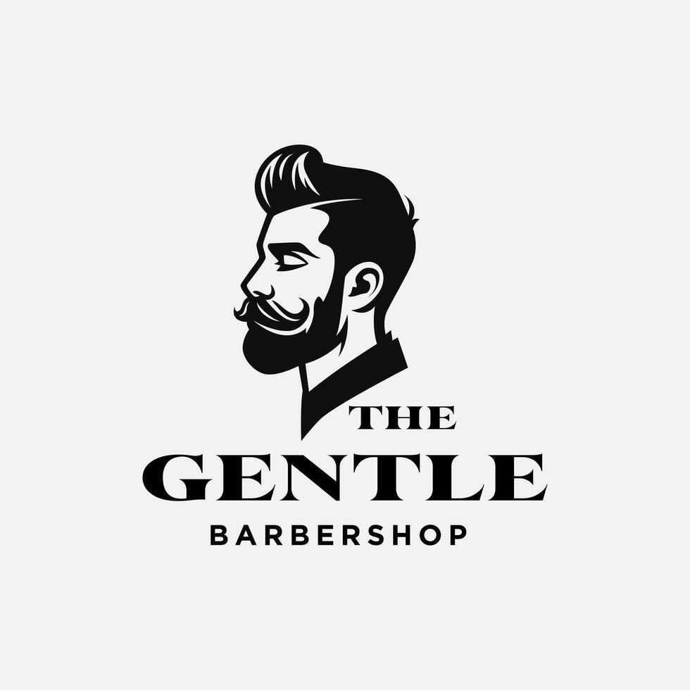 Beard man for gentle barbershop logo design vector