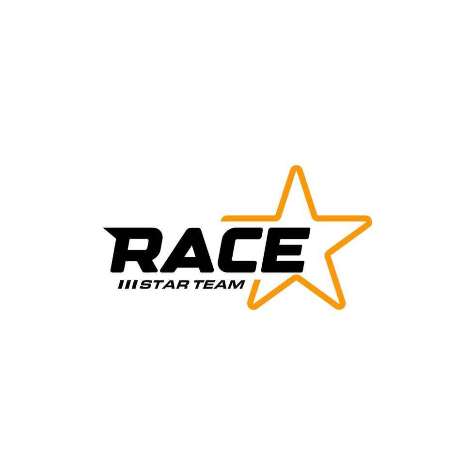 Creative minimalist line star with race racing text logo design vector