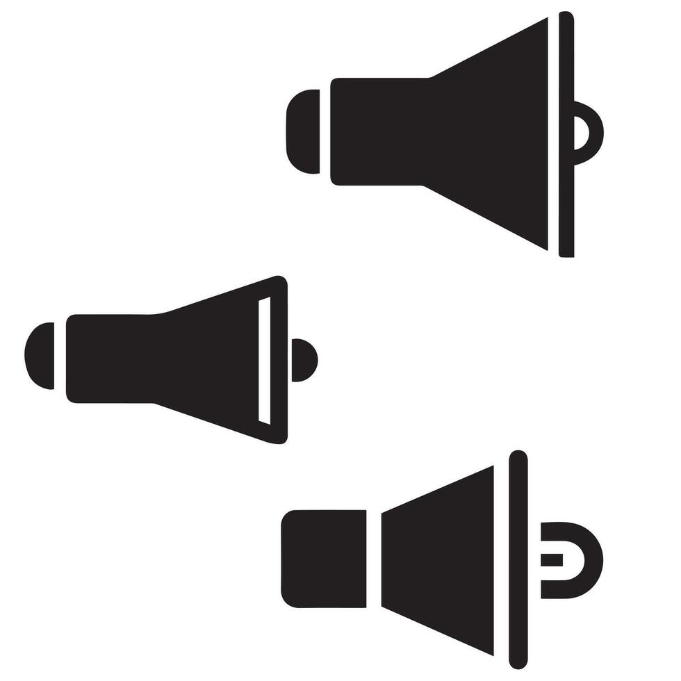Simple black megaphone icons in different styles ideal for promotion media marketing and announcements vector