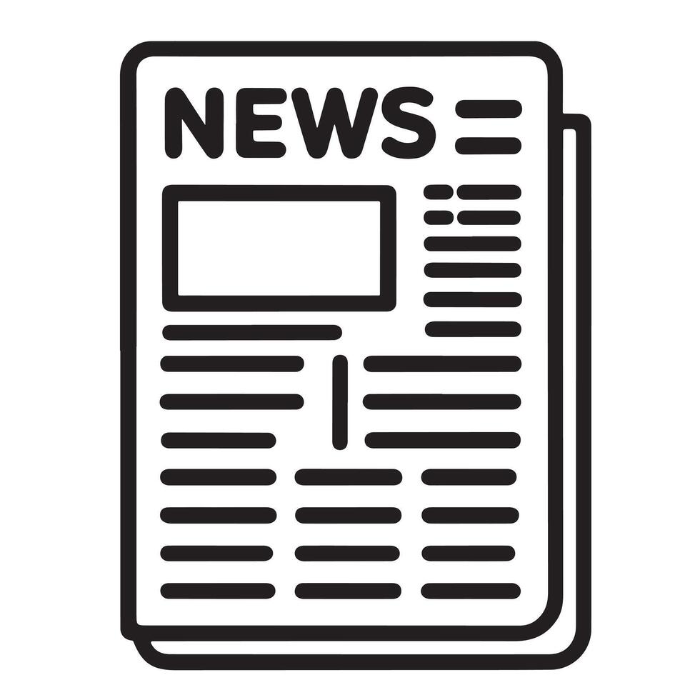 Simple black and white newspaper icon with bold news title ideal for media apps websites and print design vector