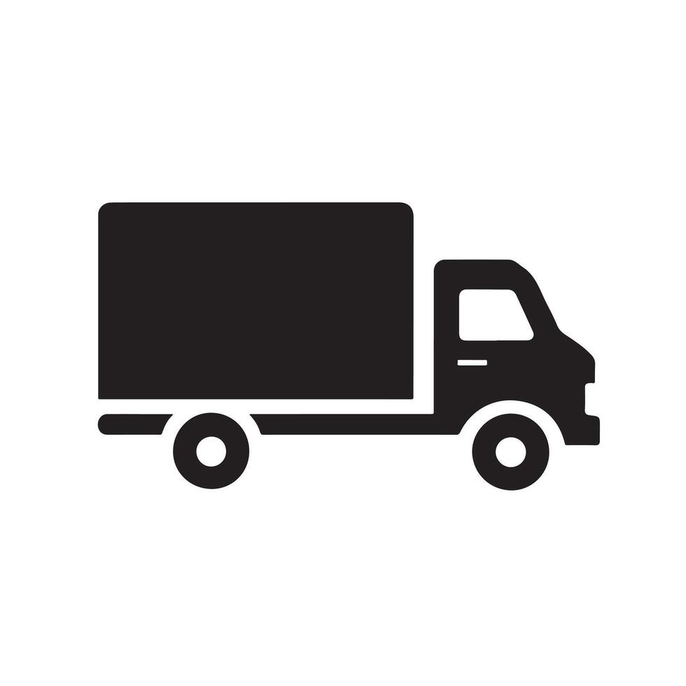Minimalist Black Truck Icon for Delivery Shipping Transport and Logistics Design Projects vector