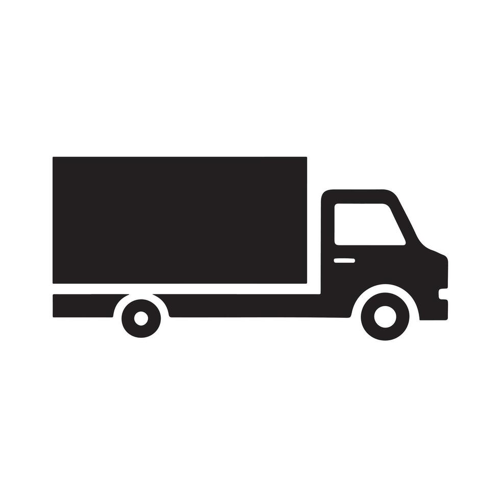 Minimalist Black Cargo Truck Icon for Delivery Transport Shipping and Logistics Projects vector