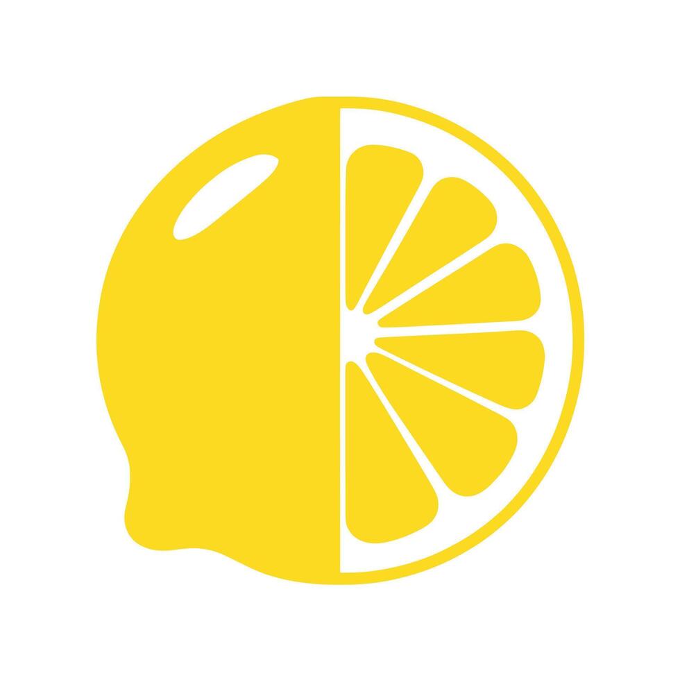 Clean and simple half lemon illustration in bright yellow perfect for citrus fruit and fresh food designs vector