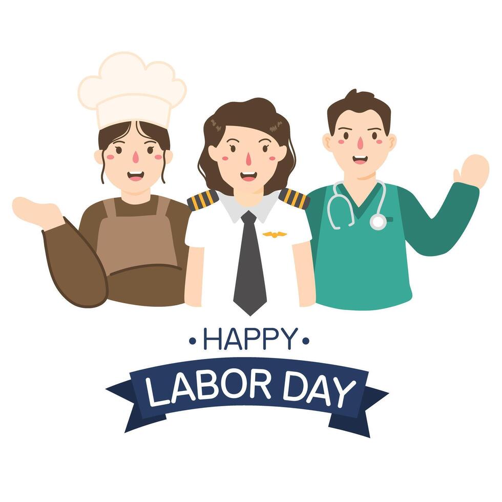 Various Occupations People For Labor Day design vector
