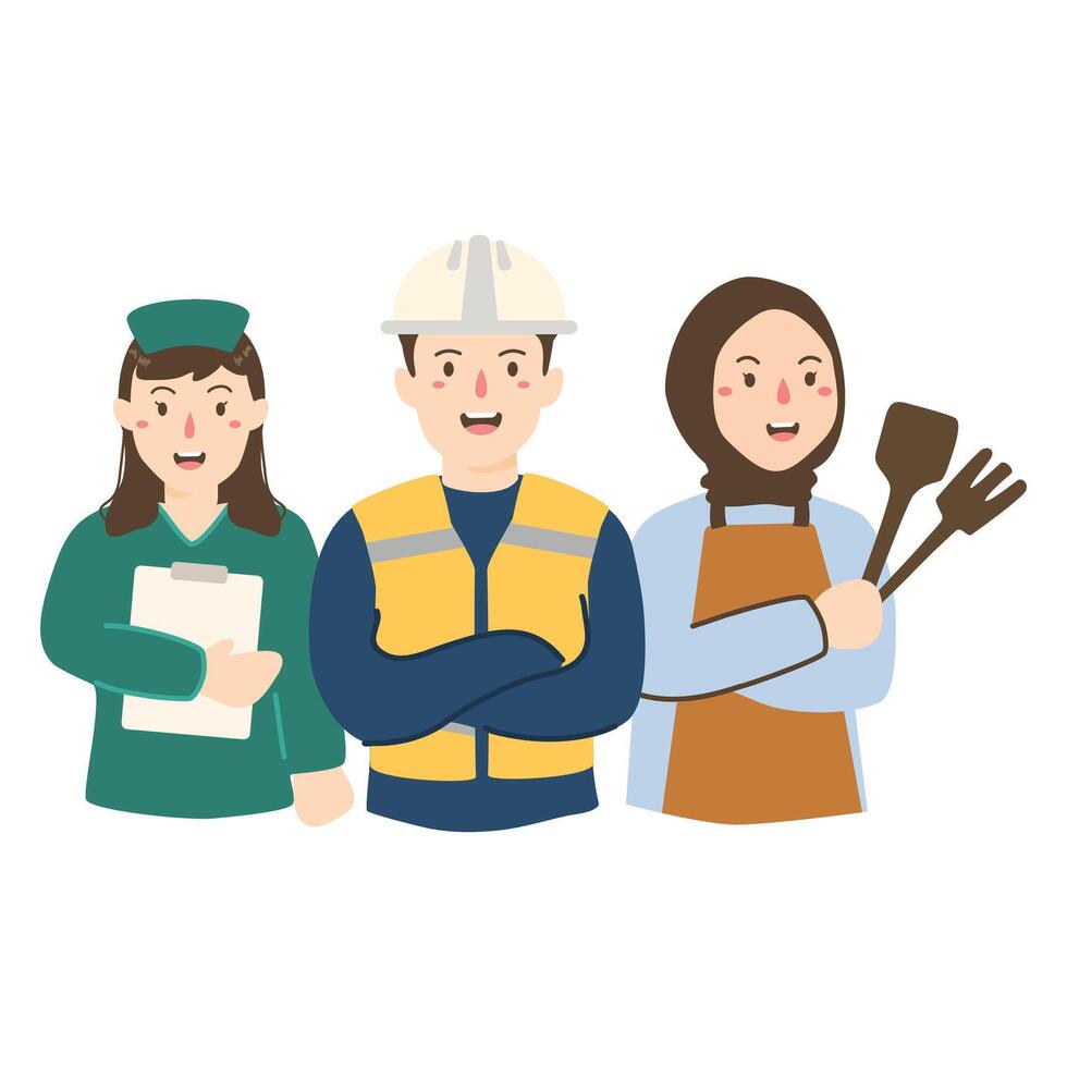 Various Occupations People For Labor Day illustration vector