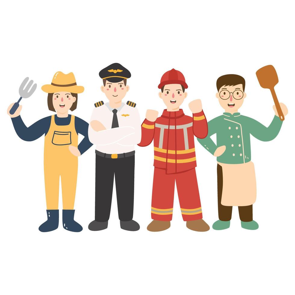 Group of People with Various Profession. International Labor Day illustration vector