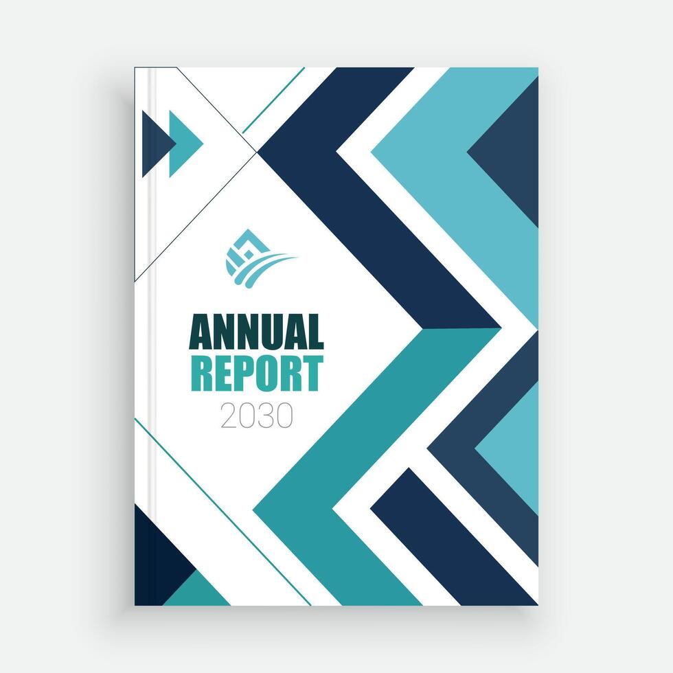 cover design with blue and white geometric shapes vector