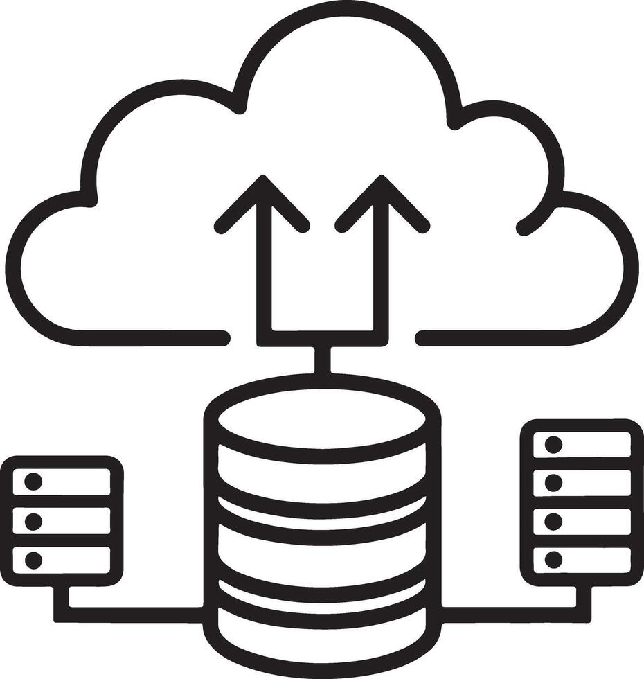 Big data capturing icon. Cloud storage and data center icon in flat filled and outline stroke line art. vector