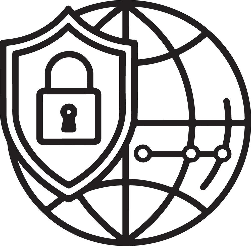 Cyber security icon. Web and data protection, database safety icon in flat filled and outline stroke line art. vector
