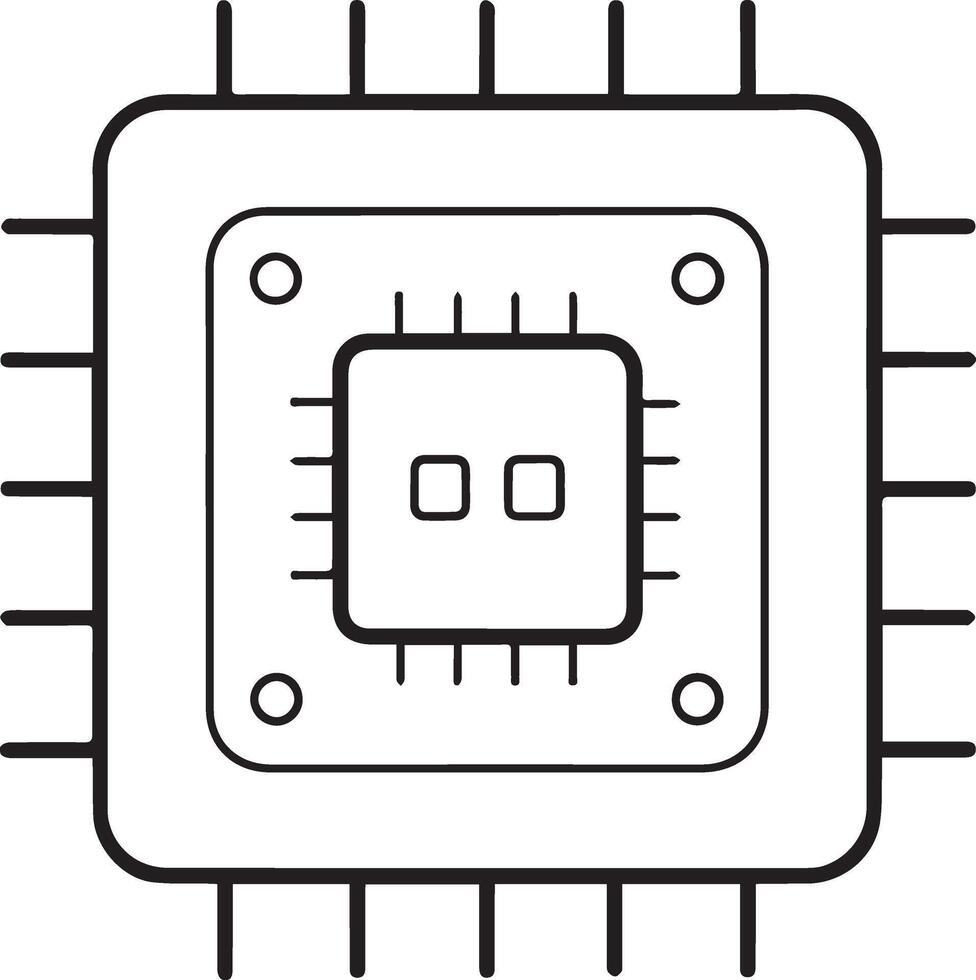 Mini ai CPU icon. Microprocessor icon in flat filled and outline stroke line art. vector