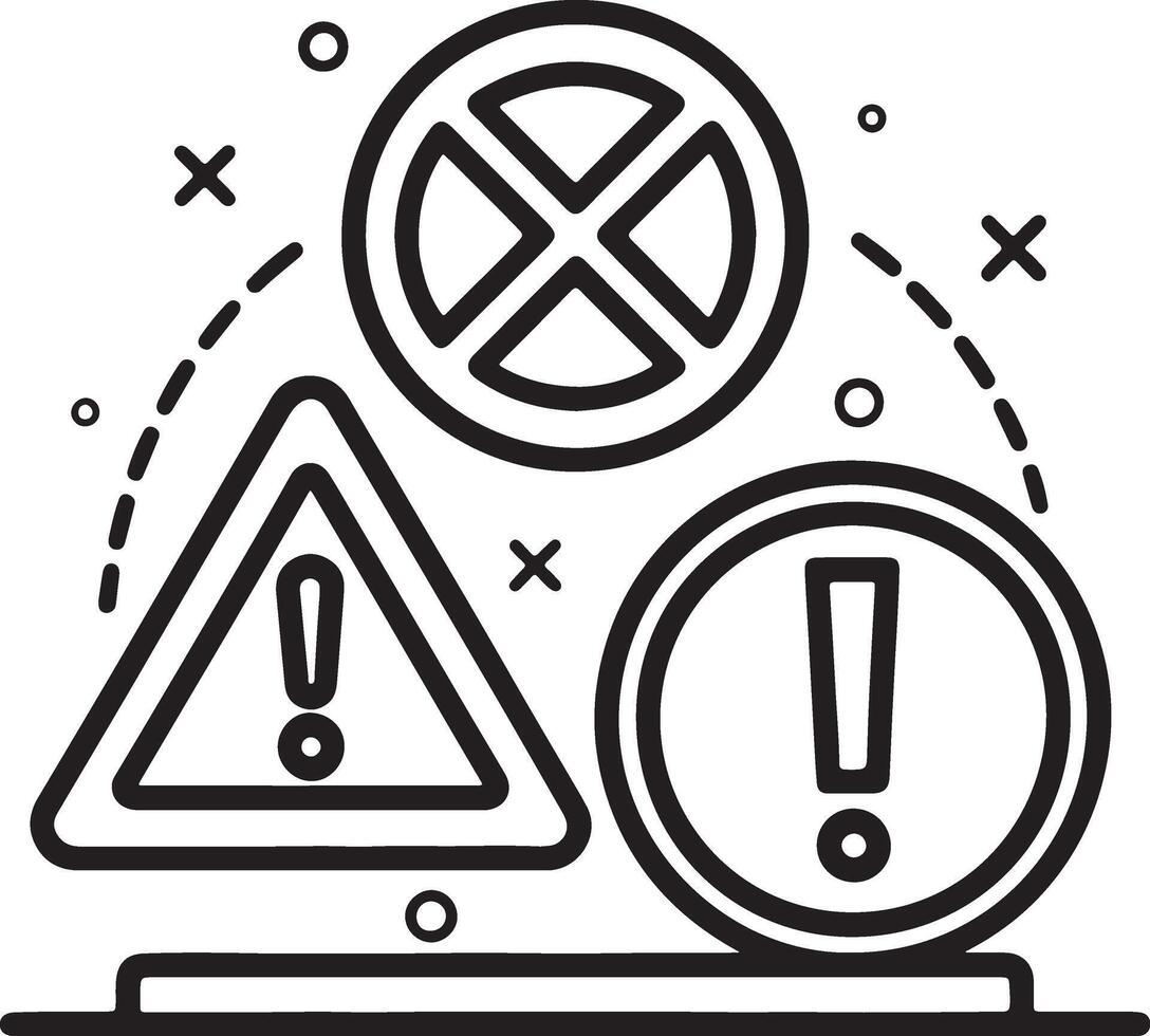 Attention icon. Reserve area icon in flat filled and outline stroke line art. vector