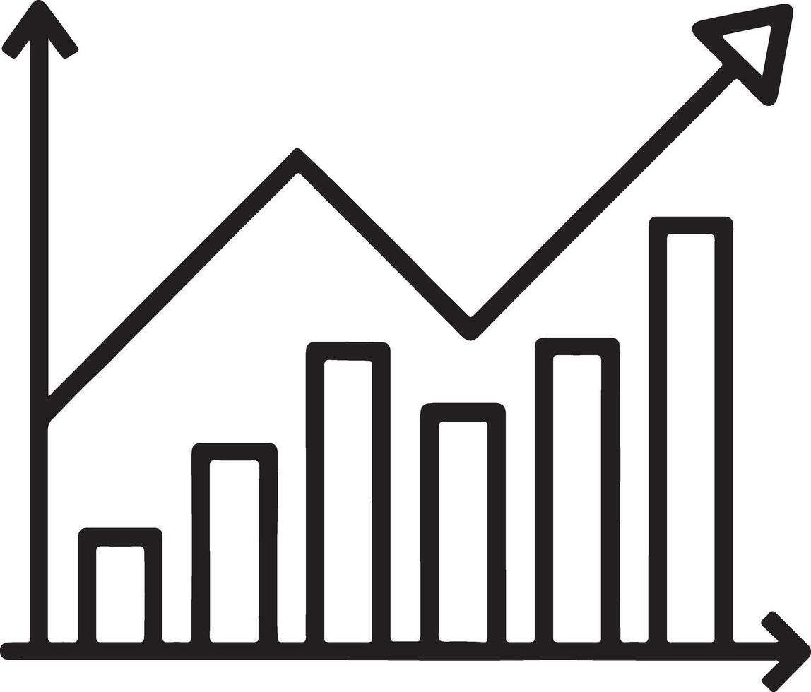Simple profits graph chart increasing icon in flat filled and outline stroke line art. vector