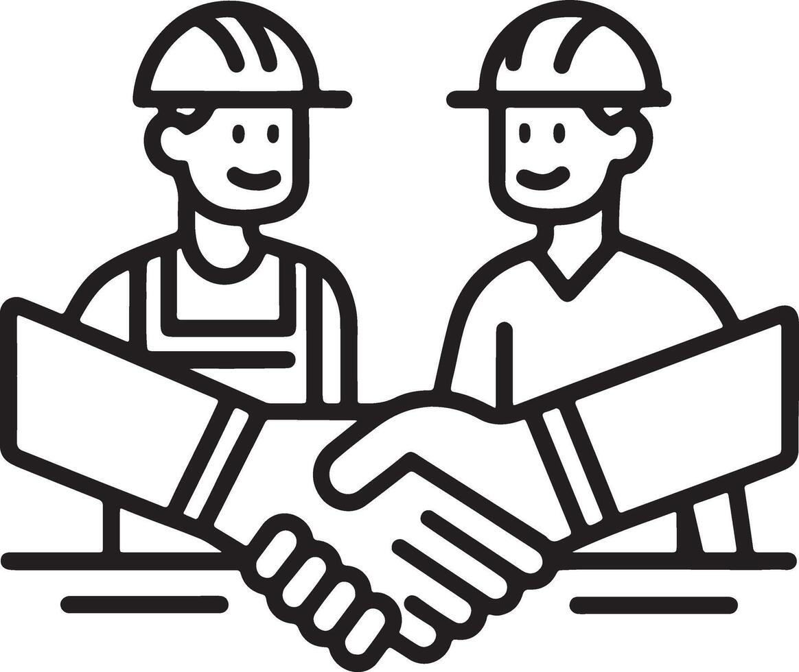 Work together and illustration icon. Teamwork icon in flat filled and outline stroke line art. vector