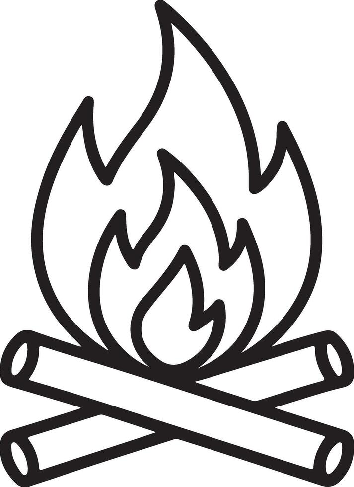 Fire on sticks icon. firing layers icon in flat filled and outline stroke line art. vector