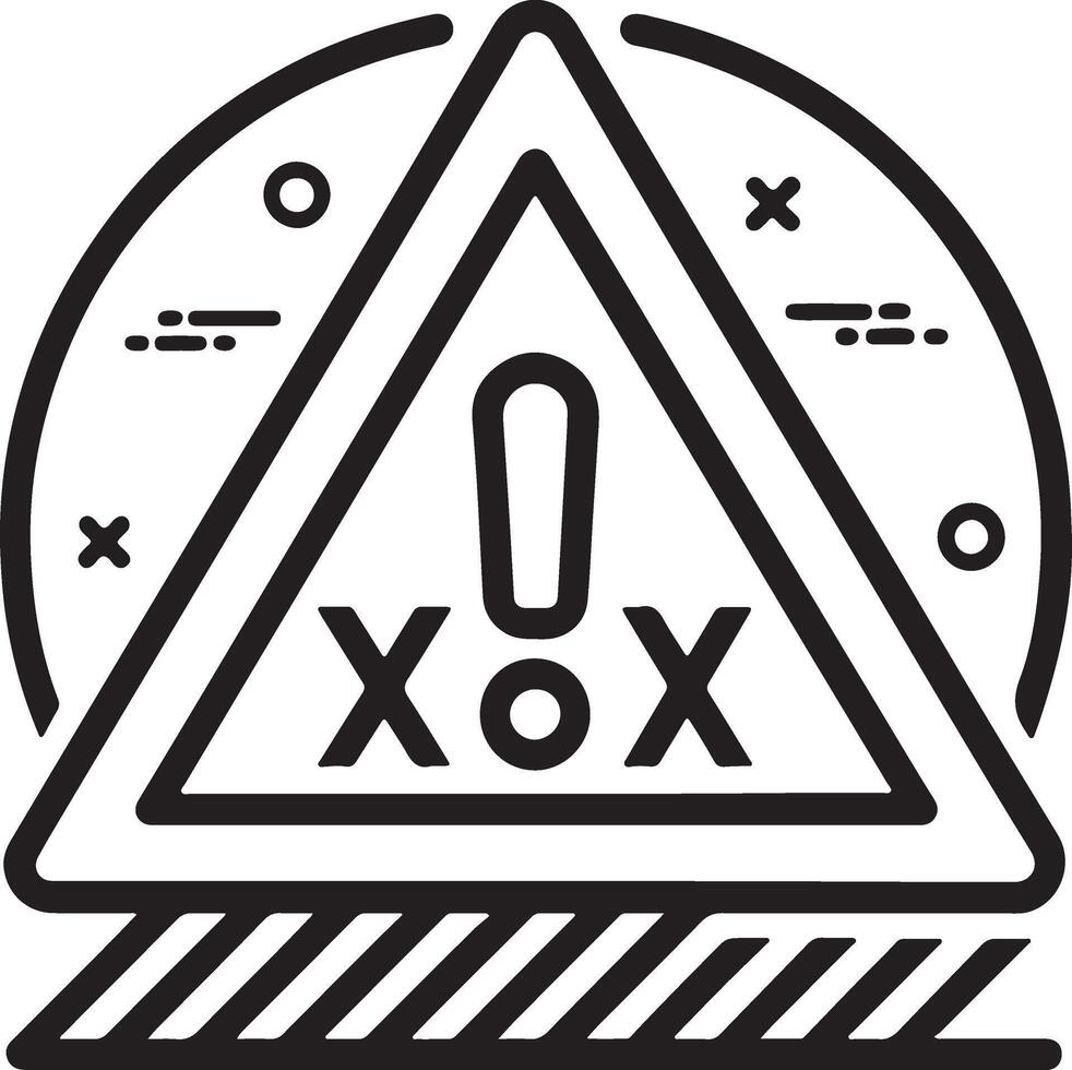 Hazard icon in flat filled and outline stroke line art. vector
