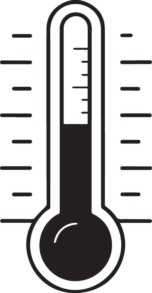 Thermometer or temperature counting Machin icon in flat filled and outline stroke line art. vector