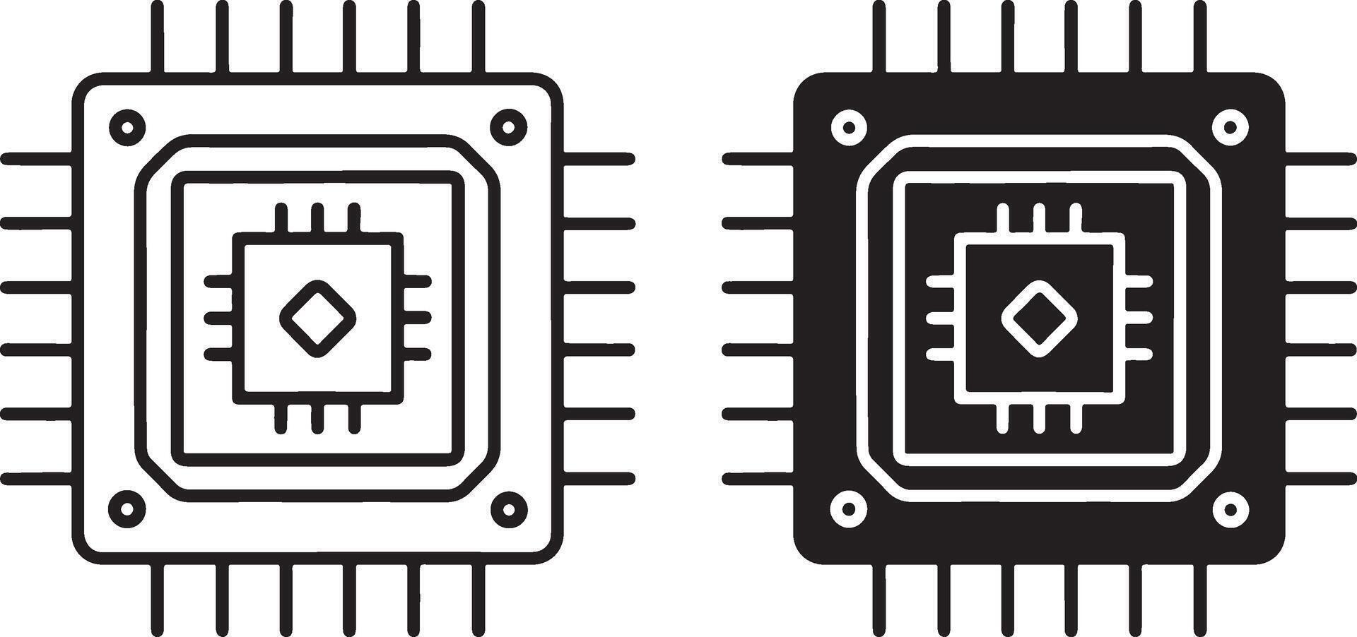 AI processor icon. Digital forensic processors icon in flat filled and outline stroke line art. vector