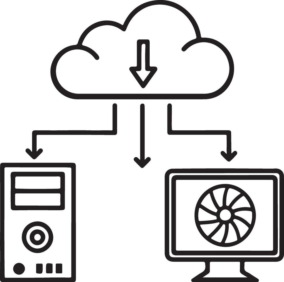 Data and server icon. Data cloud, web host and data connecting icon in flat filled and outline stroke line art. vector