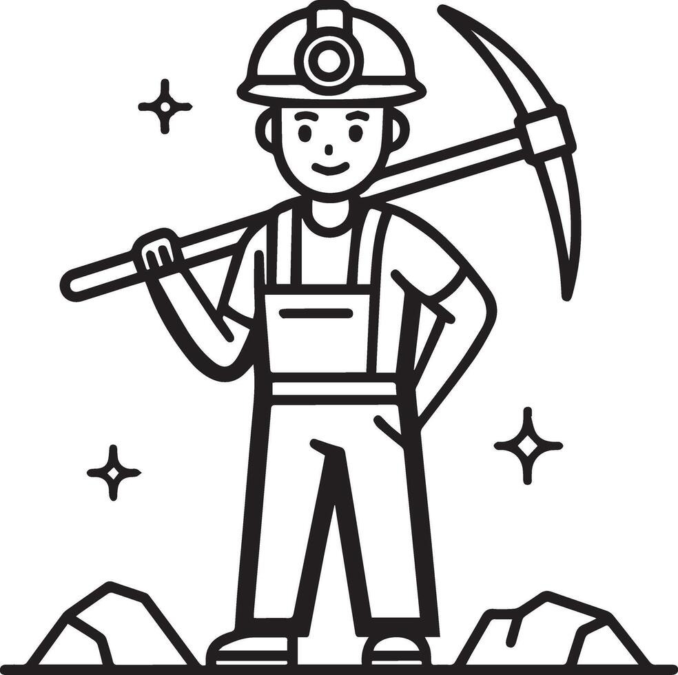Labor mining icon. Working with labor elements icon in flat filled and outline stroke line art. vector