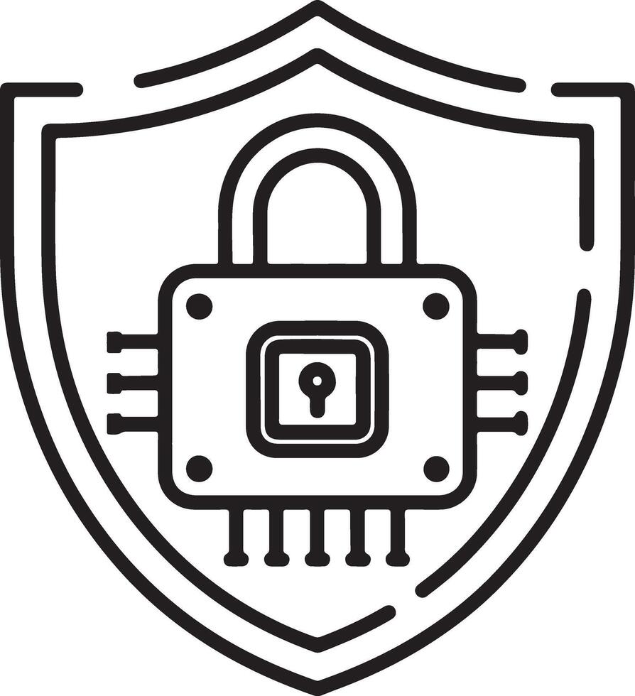 Data privacy and data security icon in flat filled and outline stroke line art. vector