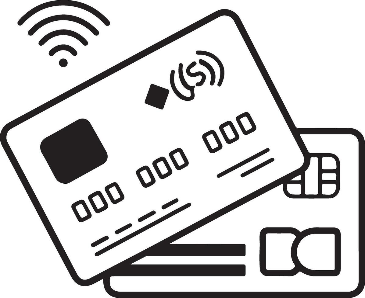 Payment method icon. Debit and credit bank card payment system icon in flat filled and outline stroke line art. vector
