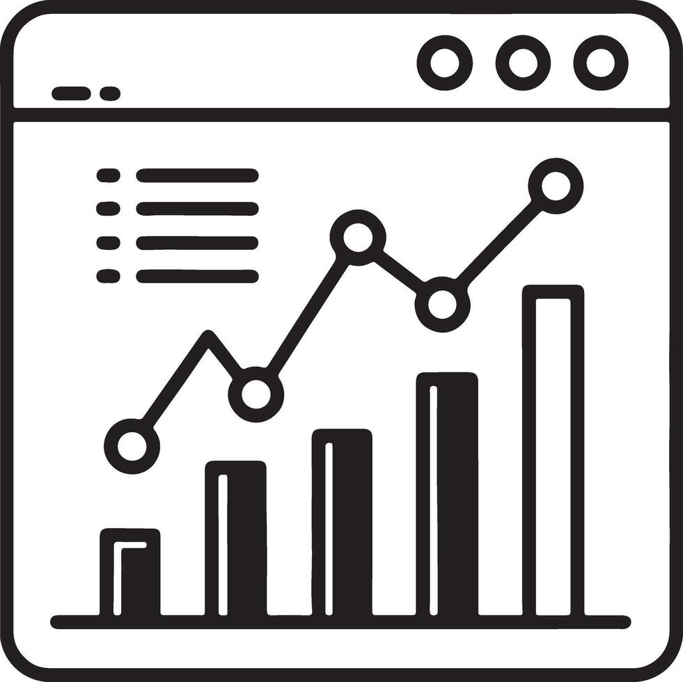 Data statics icon. Growing data analysis icon in flat filled and outline stroke line art. vector
