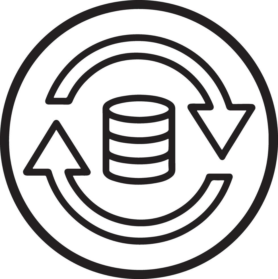 Data transfer icon. Online and offline date sharing icon in flat filled and outline stroke line art. vector