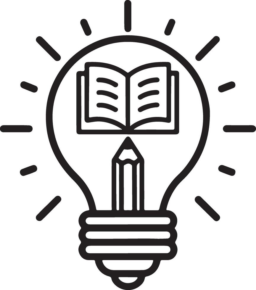 Learning icon. Education, light, book icon in flat filled and outline stroke line art. vector