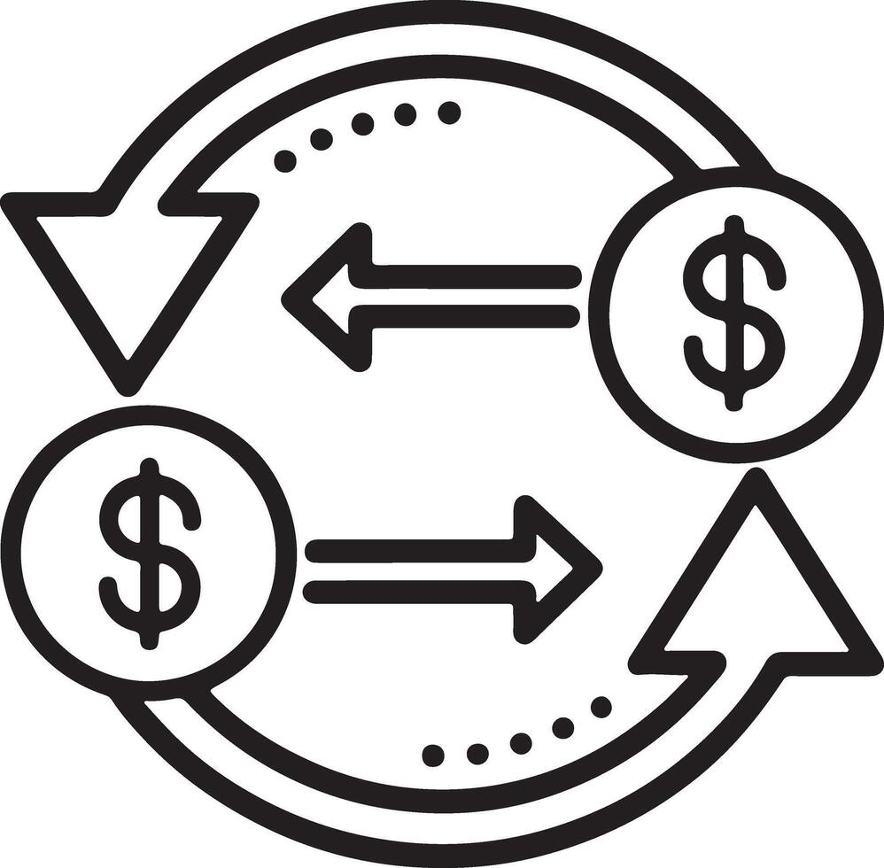 Money transfer icon. Online payment transaction icon in flat filled and outline stroke line art. vector