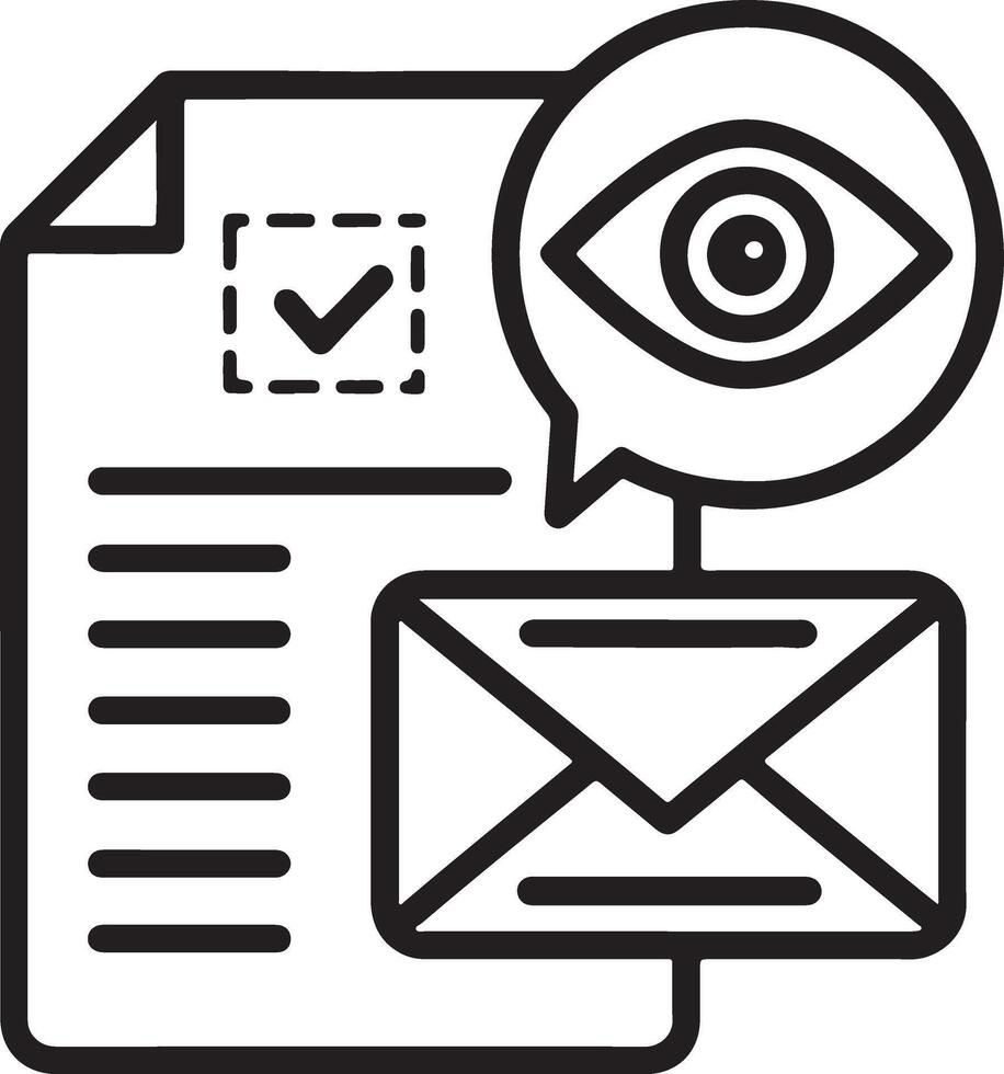 File and mail monitoring icon. Document clearing icon in flat filled and outline stroke line art. vector