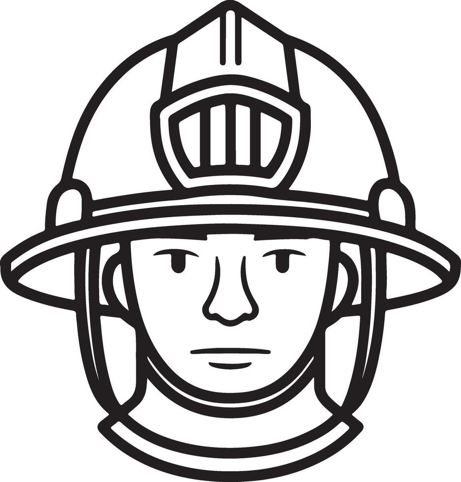 Fire helmet icon. fire man and fire service icon in flat filled and outline stroke line art. vector
