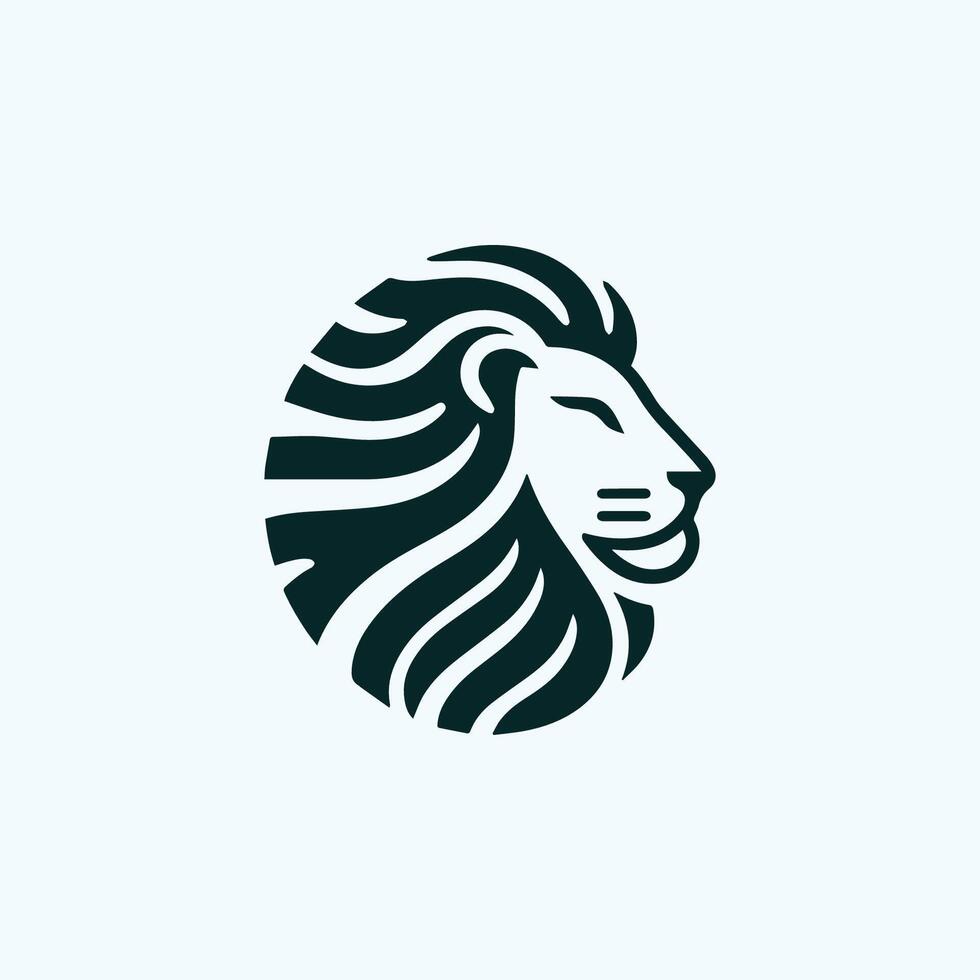 lion head logo design with circle style vector