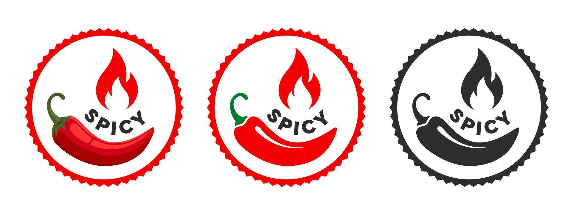 Spicy food badges. Spiciness level icons vector