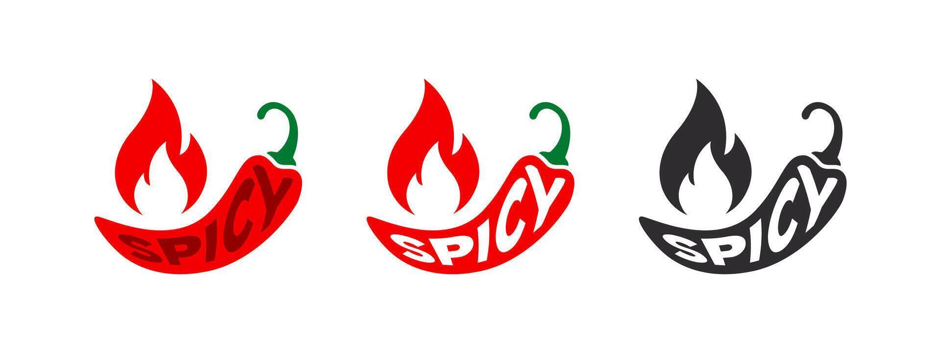 Hot Spicy labels. Red Chili Peppers icons vector