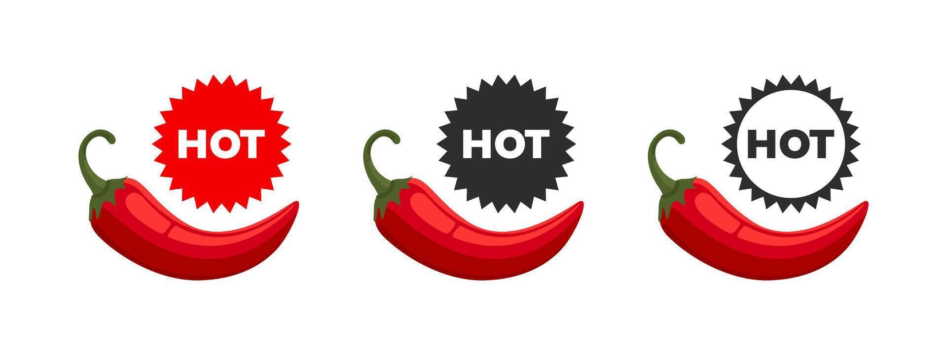 Chili pepper symbols. Spiciness level vector