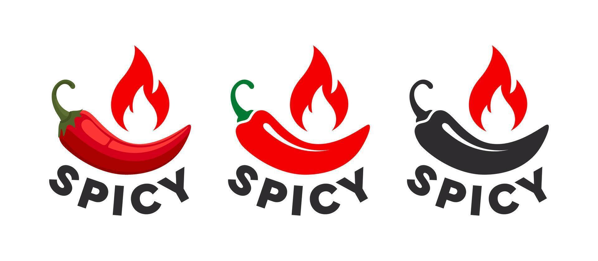Spiciness level icons. Chili pepper badges vector