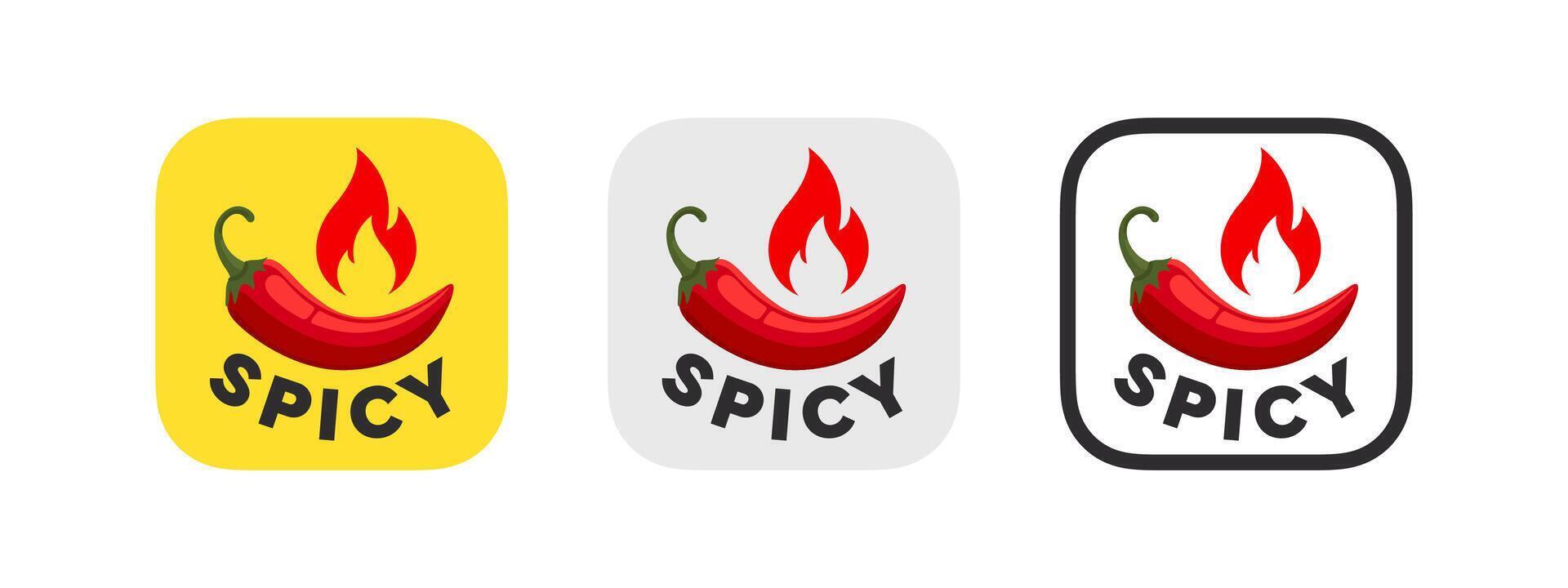 Spiciness level badges. Pepper icons vector