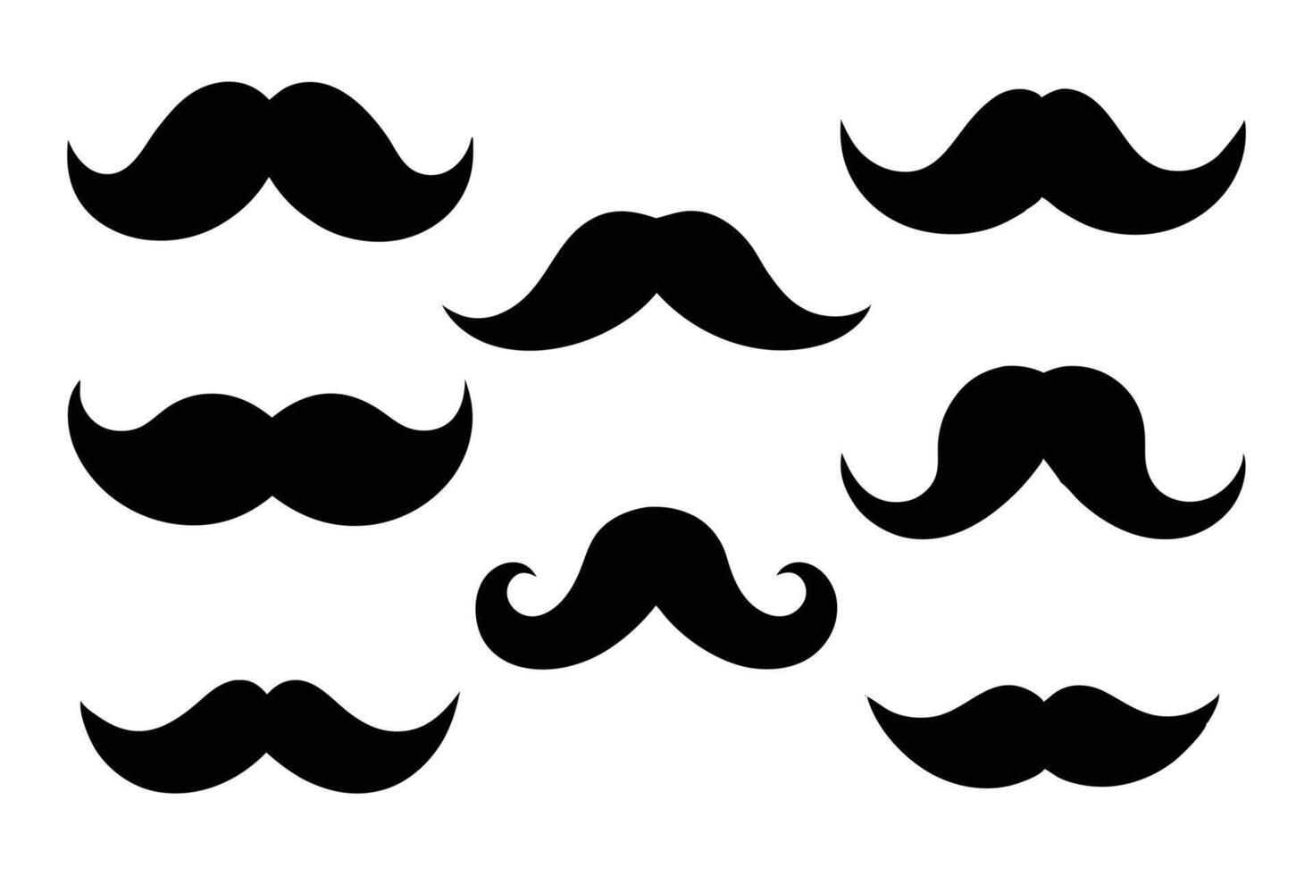 Vintage collection of mustache set silhouette vector