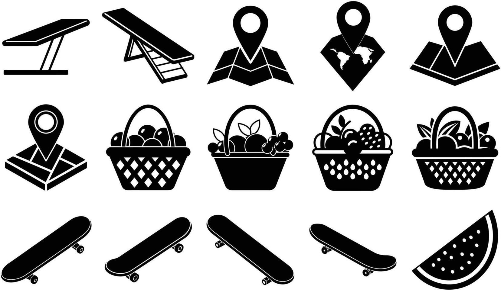 Black set of people icons silhouette symbols, Summer Vacation Icon Set vector