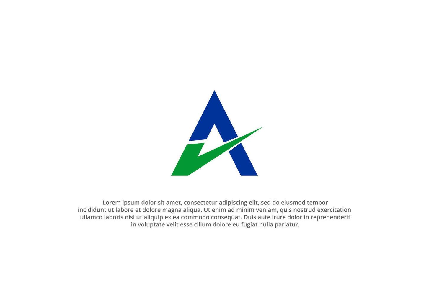 Blue letter A with a green check mark logo vector